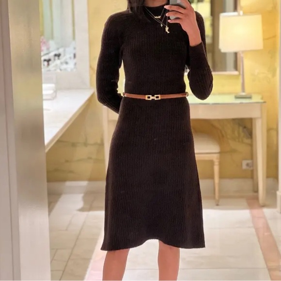 Thakoon Mock Neck Sweater Dress Large Chocolate Brown Wool Rent the Runway - Picture 10 of 10